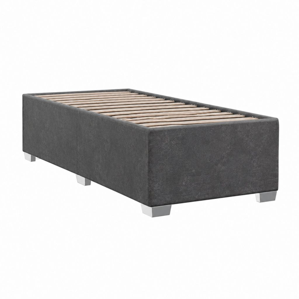 Polsterbett Bettgestell Dunkelgrau PU-Kunstleder rechteckig 90 x 200 cm mit Lattenrost
