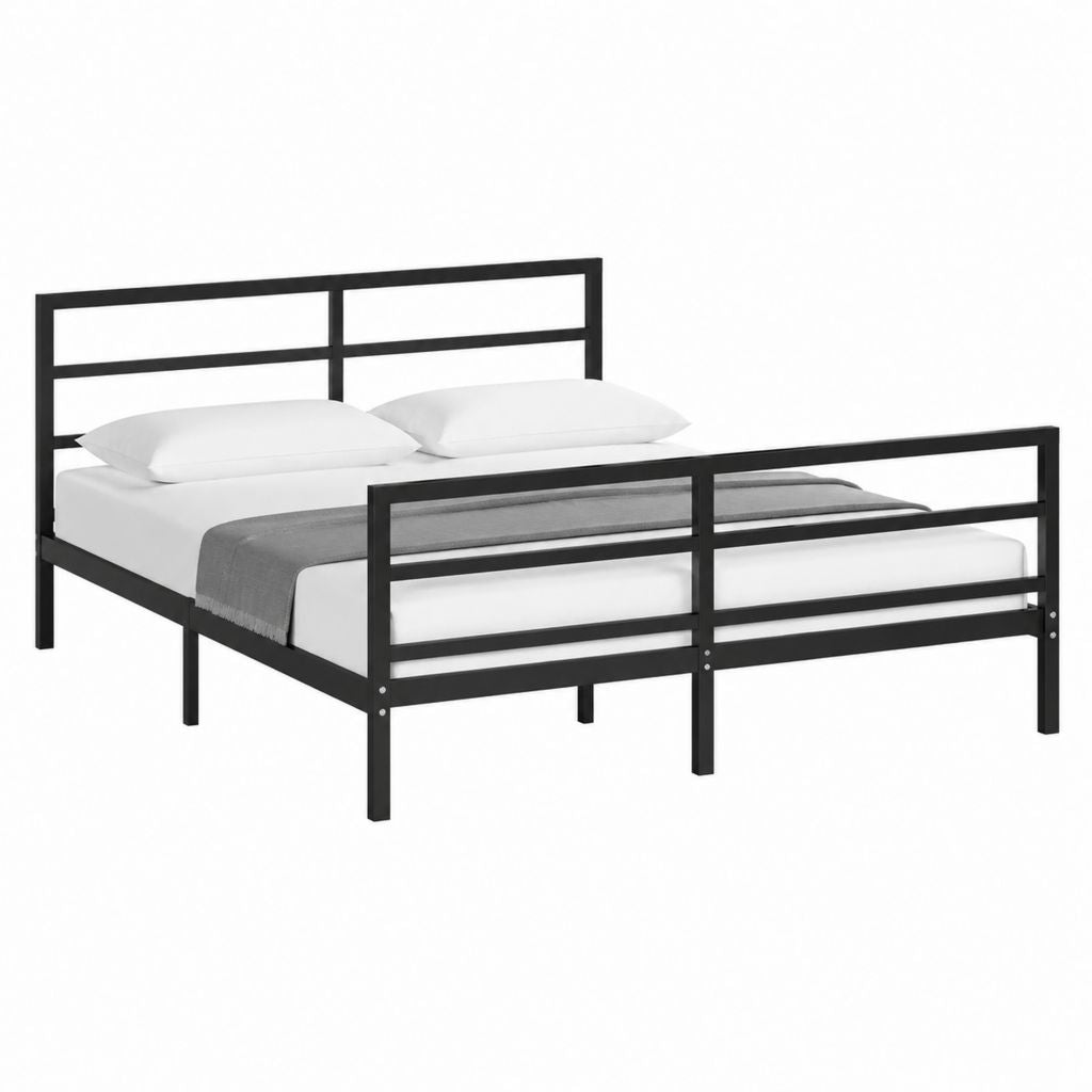 Metallbett Doppelbett Schwarz pulverbeschichteter Stahl 140 x 200 cm