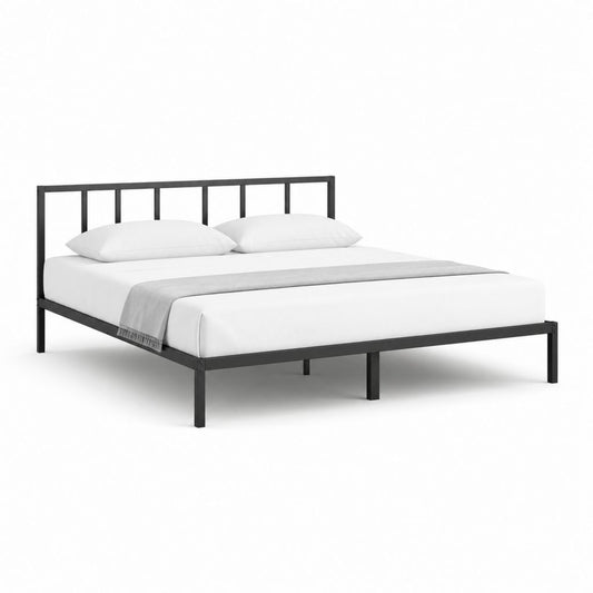 Metallbett Doppelbett Schwarz aus pulverbeschichtetem Stahl 160 x 200 cm