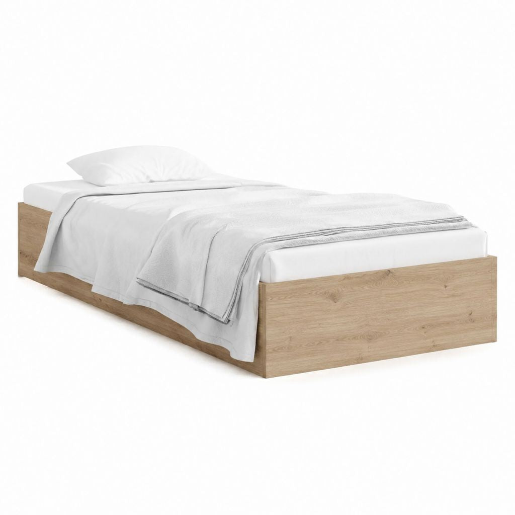 Einzelbett Bettgestell in Eiche-Optik aus Spanplatte 90 x 200 cm