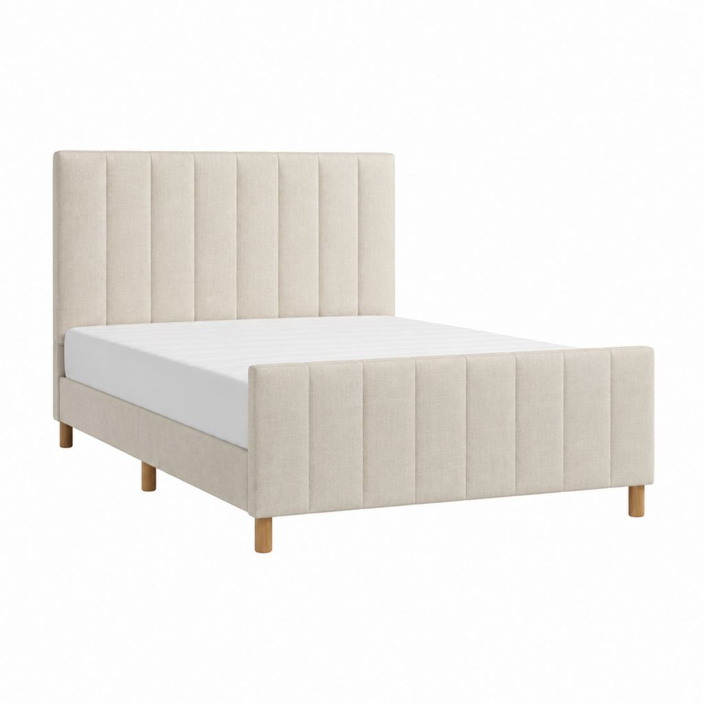 Polsterbett Bettgestell Beige Polyester Rechteckig mit vertikaler Steppung 160 x 200 cm