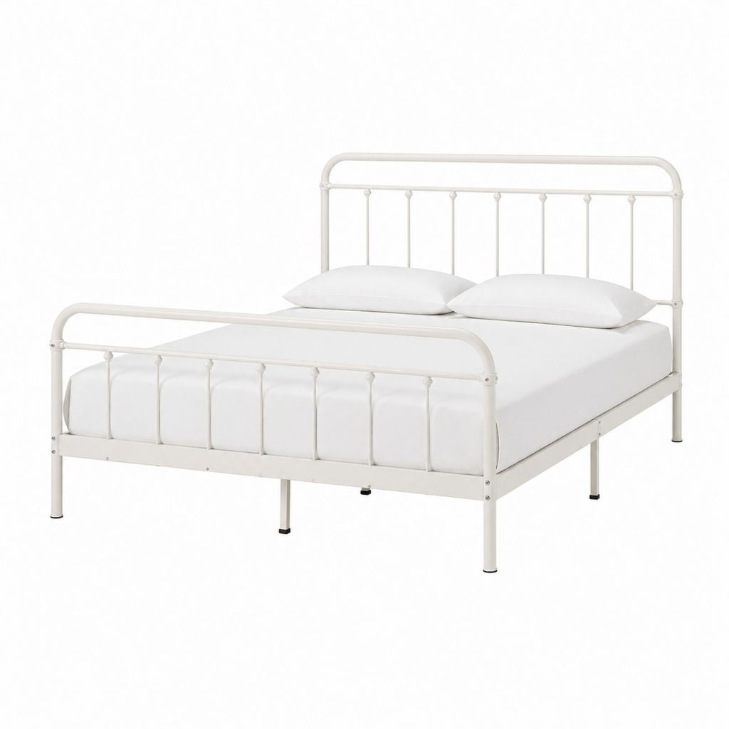 Metallbett Doppelbettgestell Weiß pulverbeschichteter Stahl 160 x 200 cm