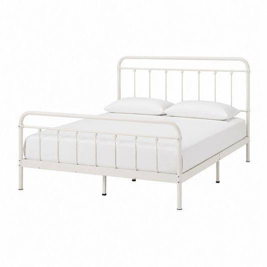Metallbett Doppelbettgestell Weiß pulverbeschichteter Stahl 160 x 200 cm
