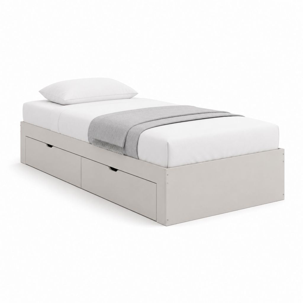 Stauraumbett Weiß aus Spanplatte rechteckig 90 x 200 cm mit 2 Schubladen