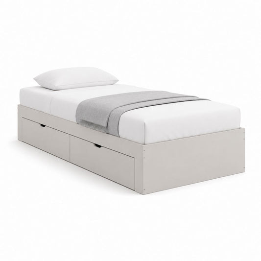 Stauraumbett Weiß aus Spanplatte rechteckig 90 x 200 cm mit 2 Schubladen