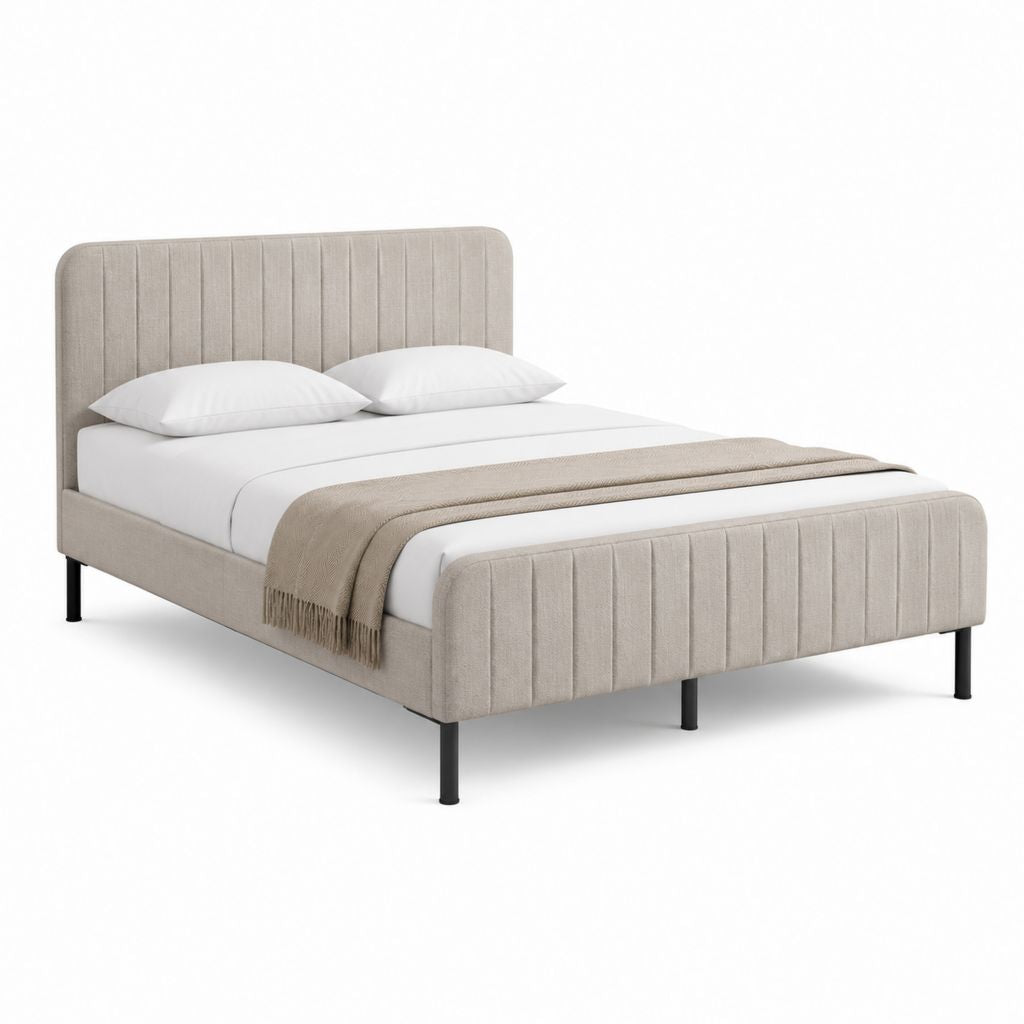 Polsterbett Doppelbett Beige Polyester Rechteckig 160 x 200 cm
