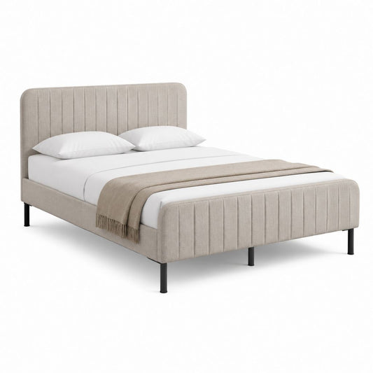Polsterbett Doppelbett Beige Polyester Rechteckig 160 x 200 cm