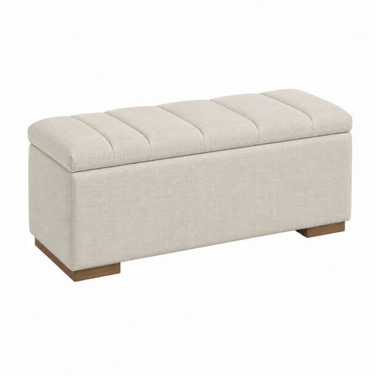 Aufbewahrungsbank Sitzbank mit Stauraum Beige Polyestergewebe Rechteckig 120 x 45 x 45 cm