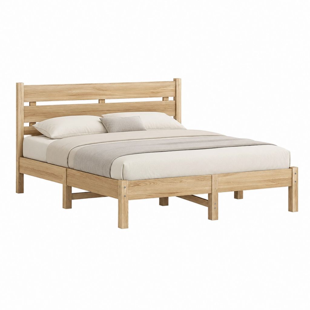 Doppelbett Bettgestell Natur Eiche Massivholz Rechteckig 160 x 200 cm