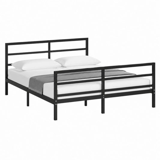 Metallbett Doppelbett Schwarz pulverbeschichteter Stahl 140 x 200 cm