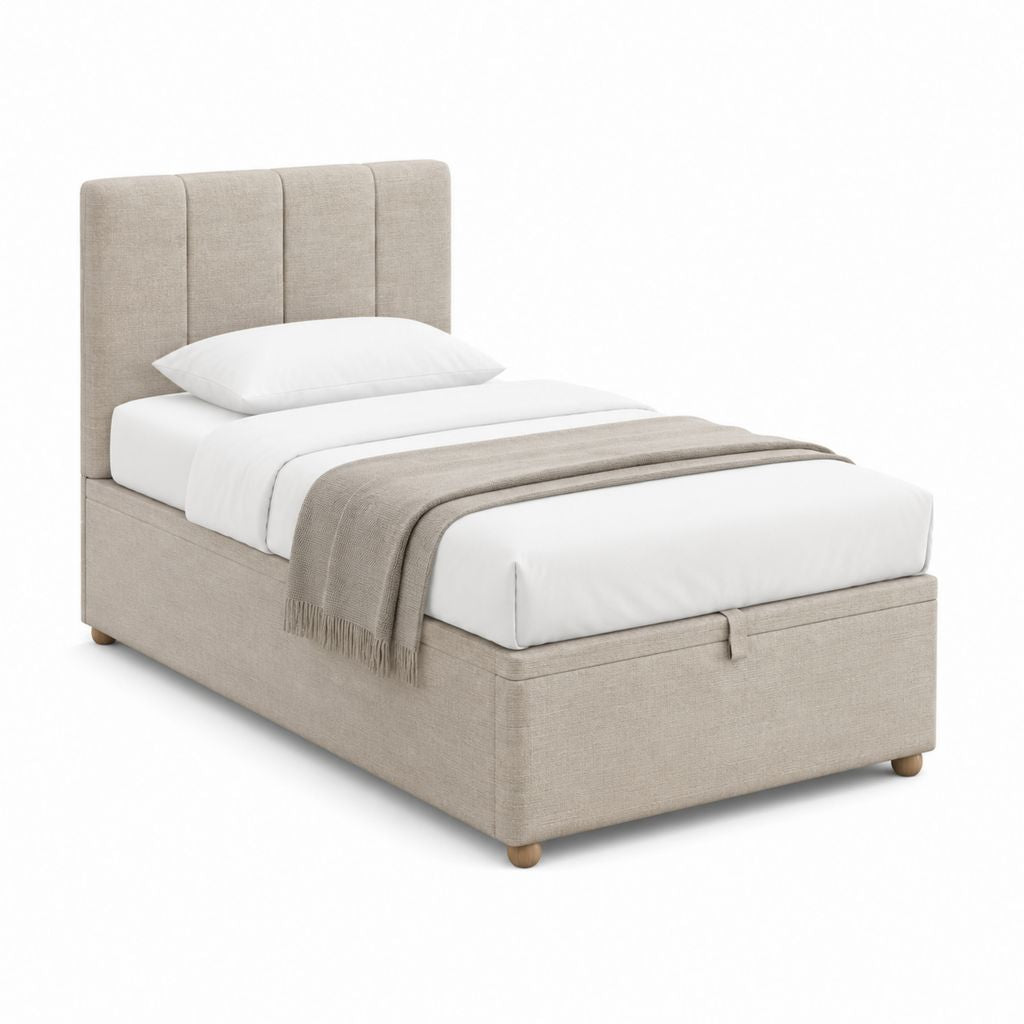 Polsterbett Einzelbett Beige mit Polyesterbezug rechteckig 90 x 200 cm